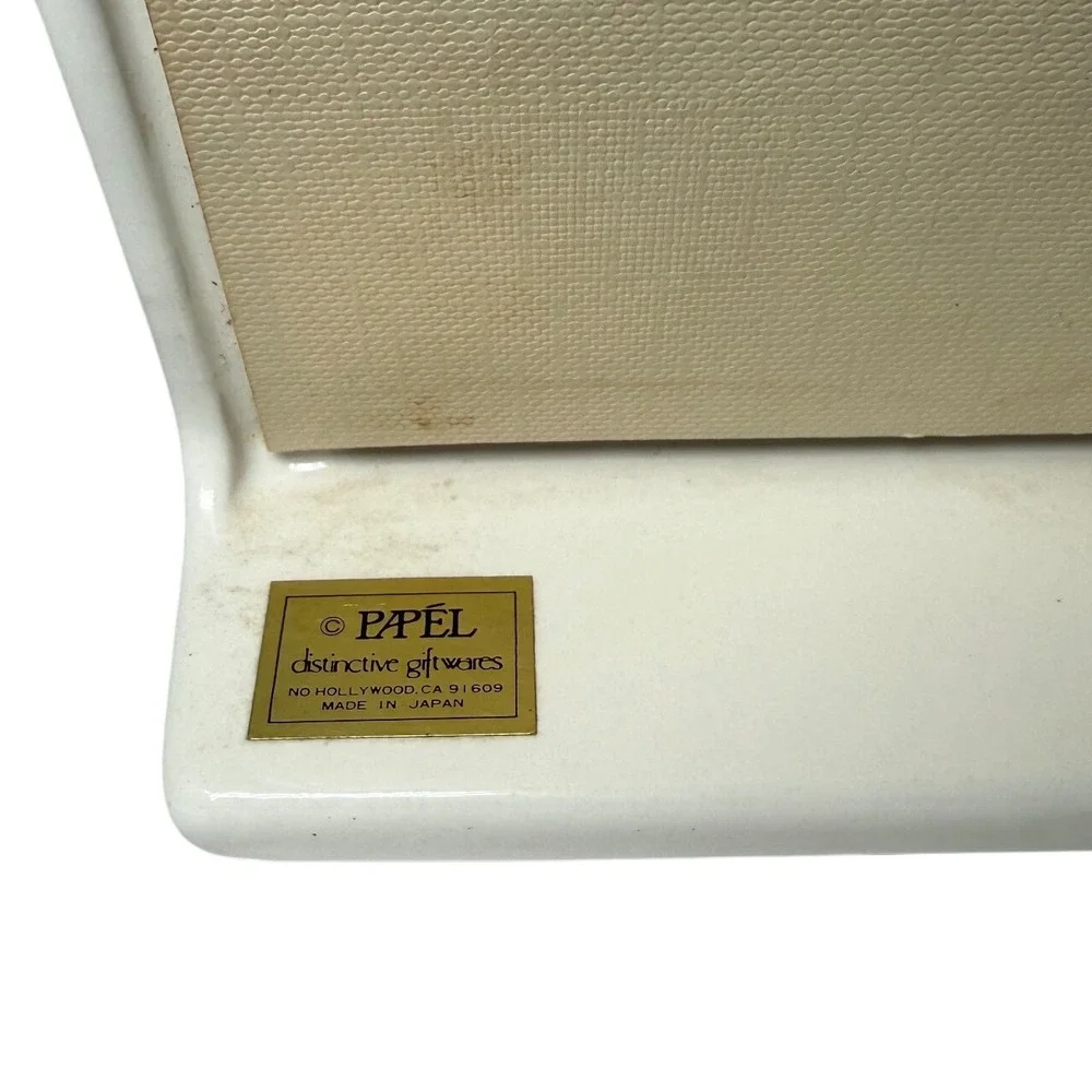 Vintage Papel Ceramic‎ Musical Photo Frame Hearts Sankyo Japan White Pink 80s